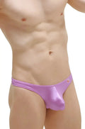 PetitQ thong Joe Colline purple metallic briefs with a sleek form-fitting design and small red waistband logo