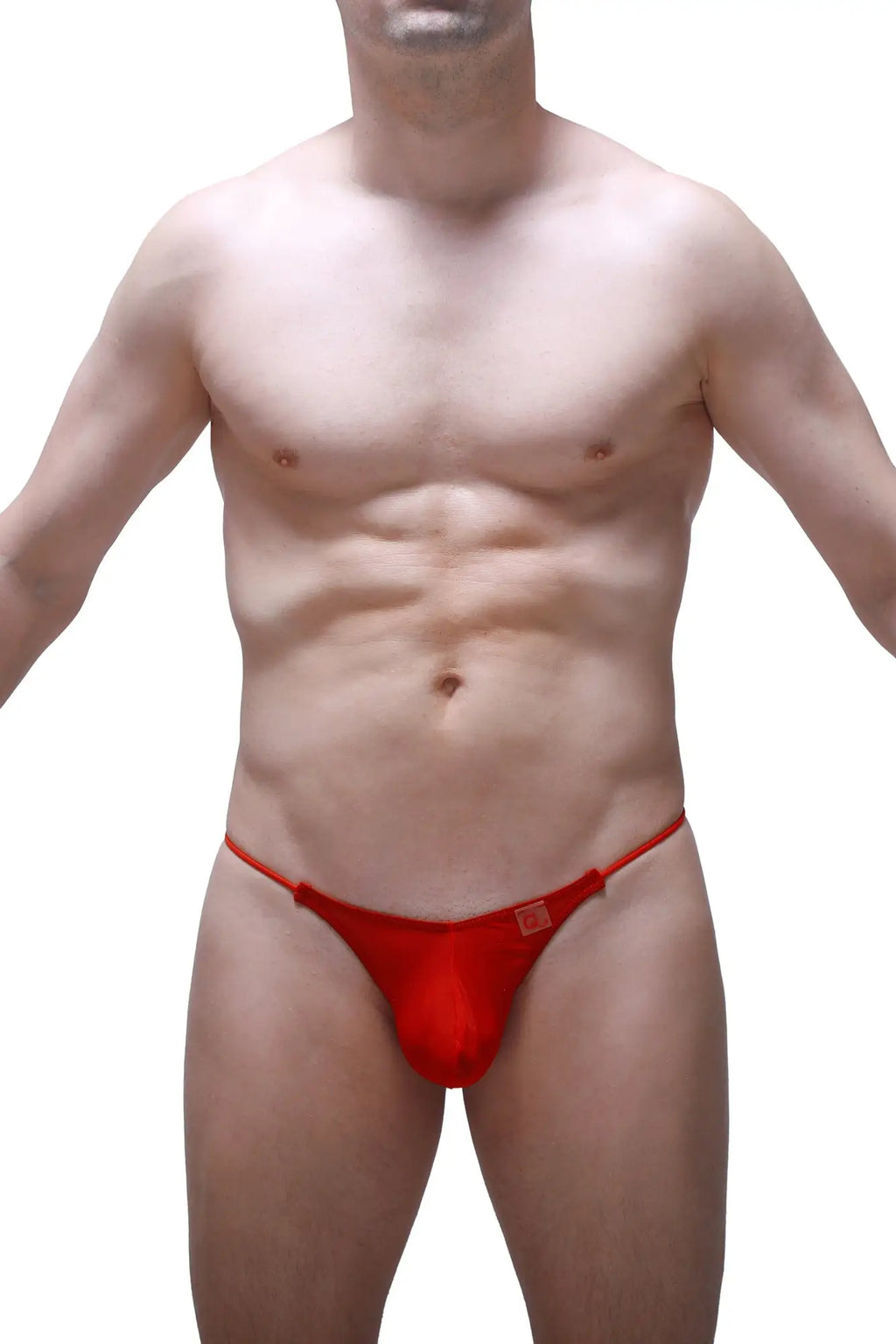 Red form-fitting thong with small square logo on sideband from PetitQ Lolif Net collection