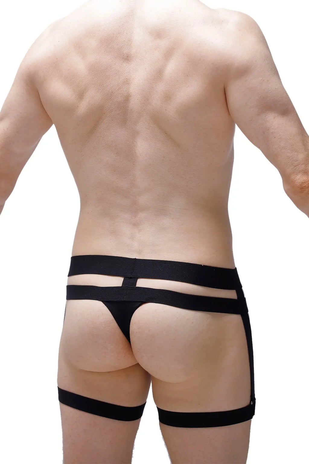 Black harness-style briefs with multiple straps for a bold design in petitq thong maizey black petitq