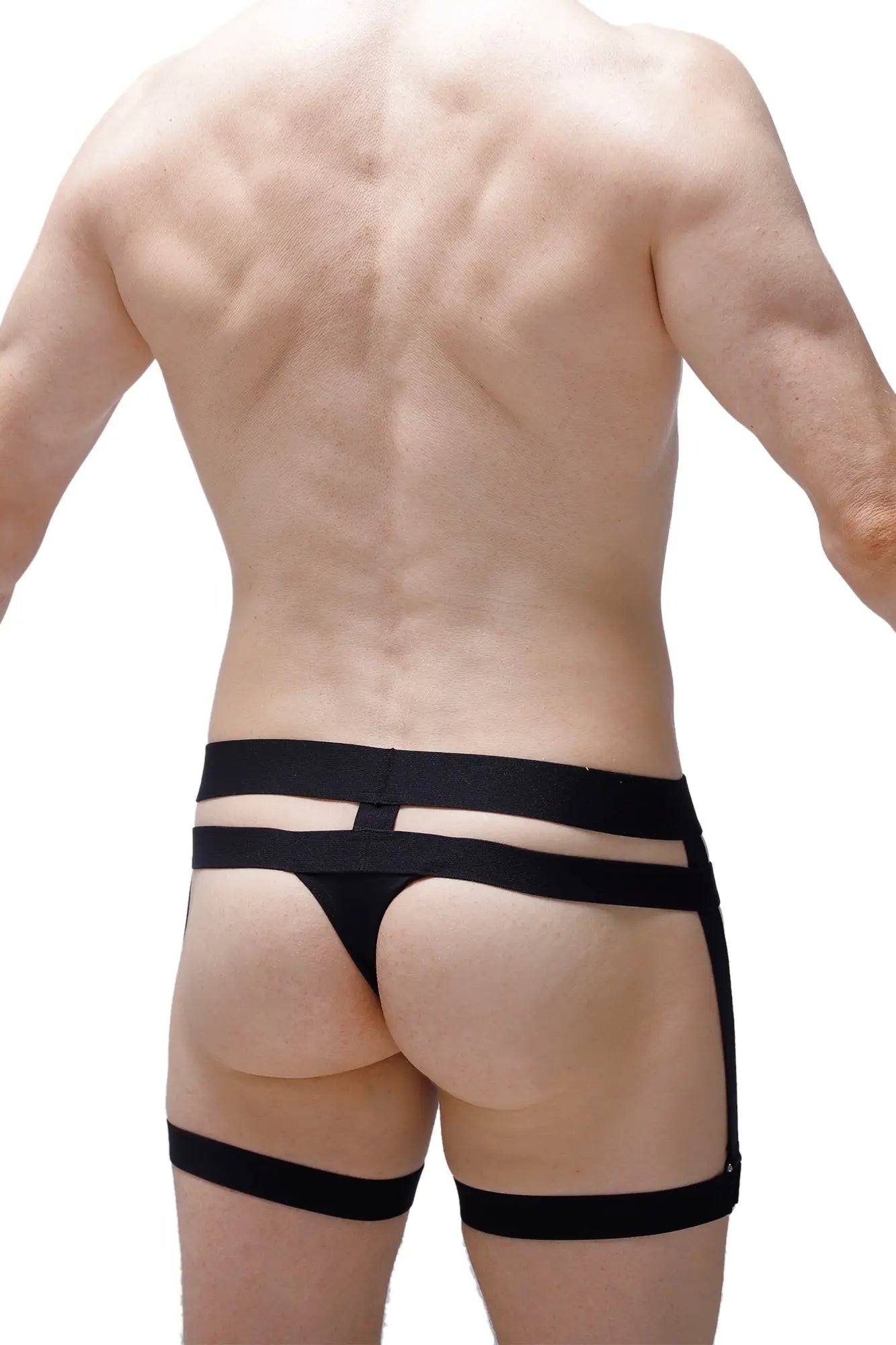 Black harness-style briefs with multiple straps for a bold design in petitq thong maizey black petitq