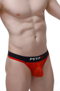 Red lace men’s briefs with black petit branded waistband from petitq thong maulay lace red collection