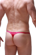 Bright pink petitq thong plellis joe framboise made of thin smooth seamless fabric shown from the back side