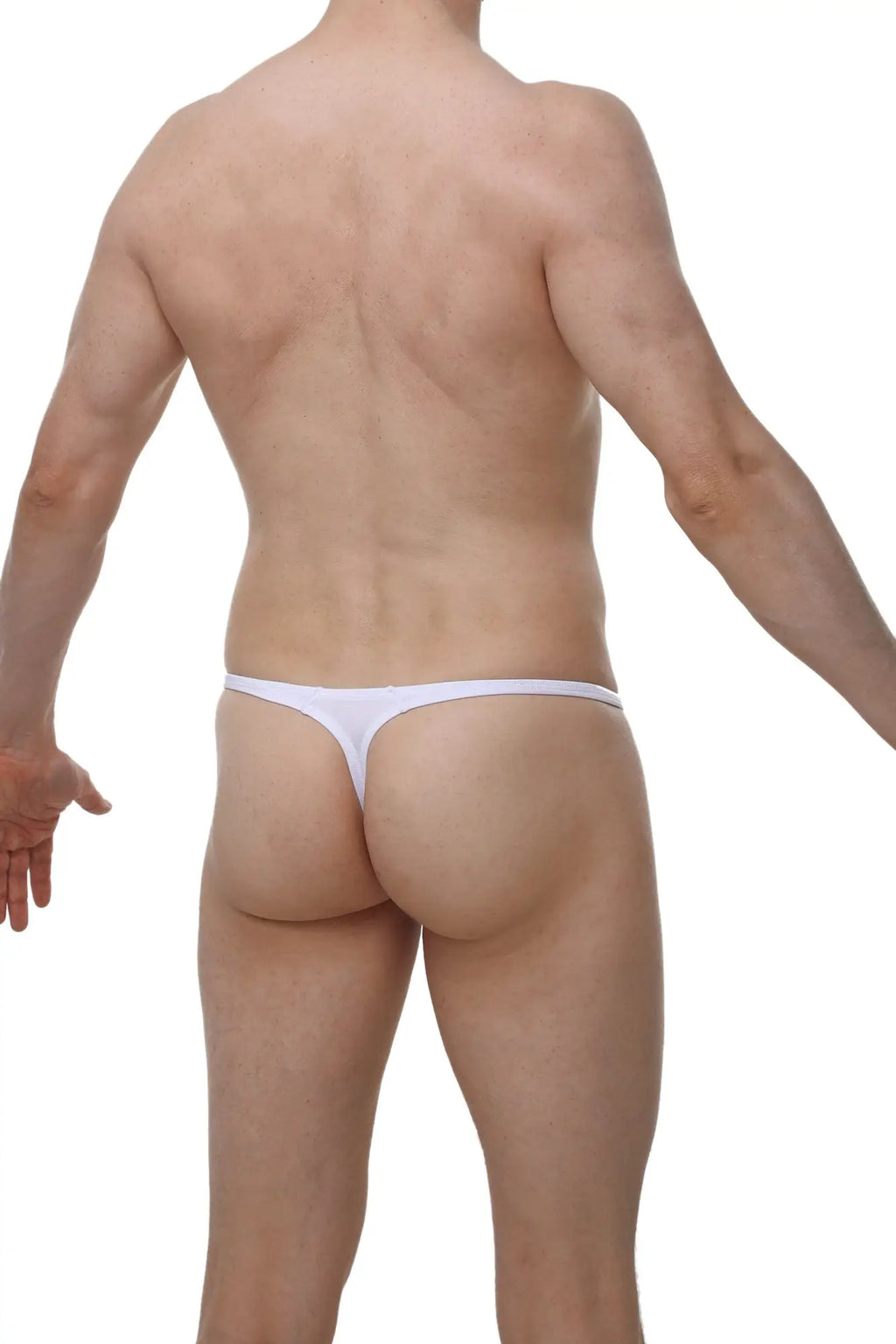 PetitQ thong Plellis Joe white seamless thin design white underwear shown from the back side