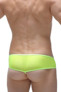 PetitQ thong toga net neon yellow bright lime green athletic briefs with snug form-fitting design visible from the back