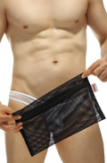 Black mesh PetitQ underwear laundry bag with black zipper and red brand tag for delicate garment protection
