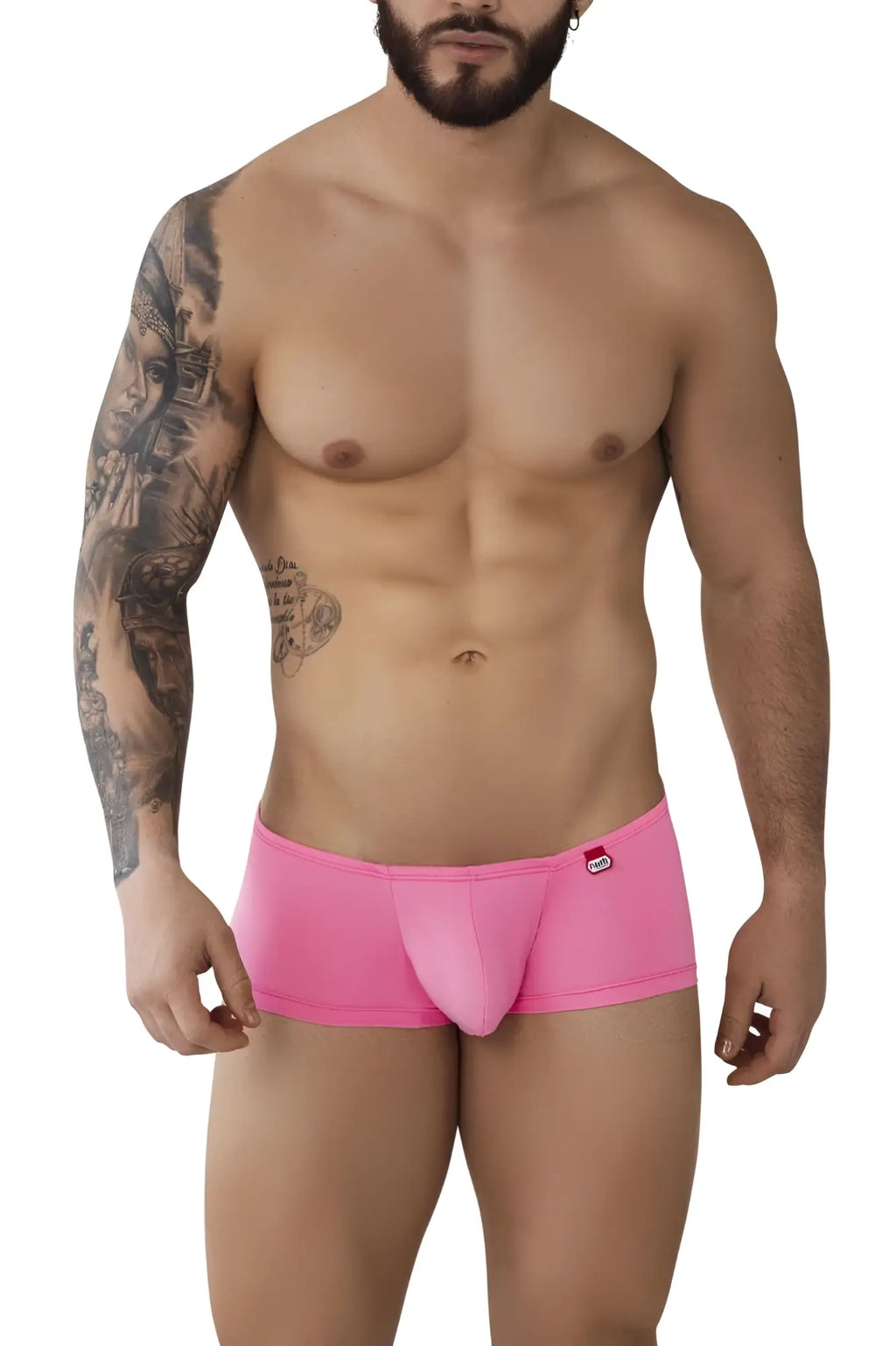 Bright pink pikante pik 0976 angola trunks men’s briefs with smooth elastic waistband and small red logo on front