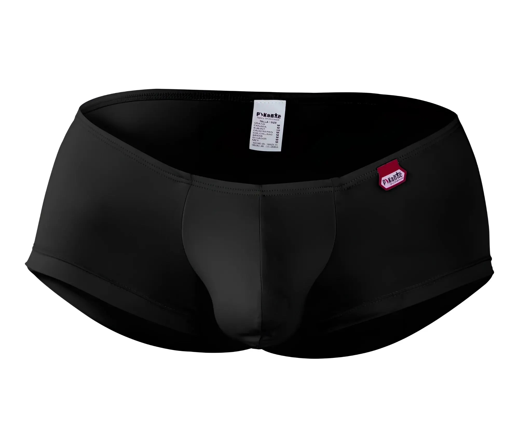 Black pikante pik 0976x angola trunks smooth form-fitting fabric briefs with red brand tag on waistband