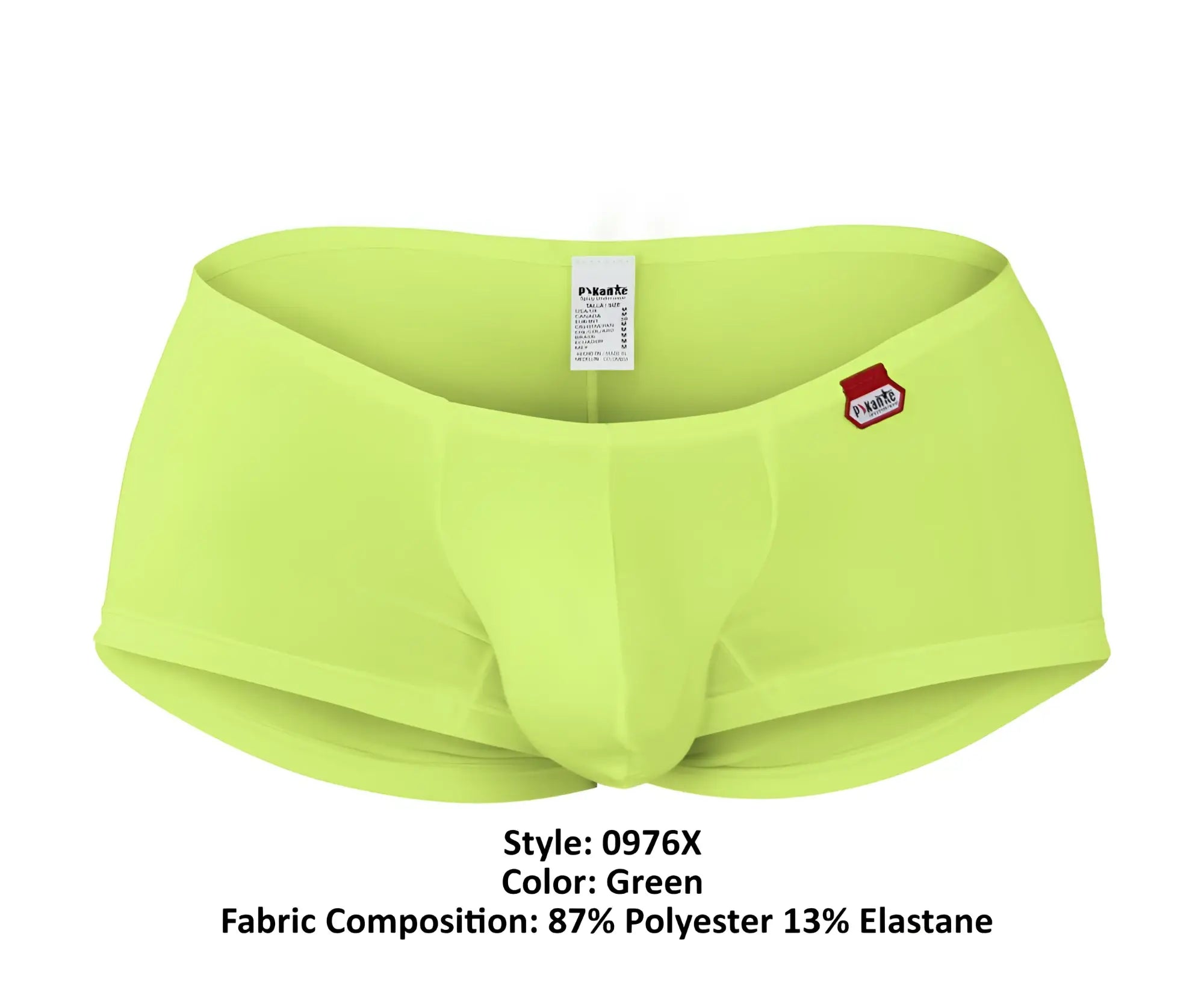 Bright green pikante pik 0976x angola men’s briefs made of 87% polyester 13% elastane with small red side tag