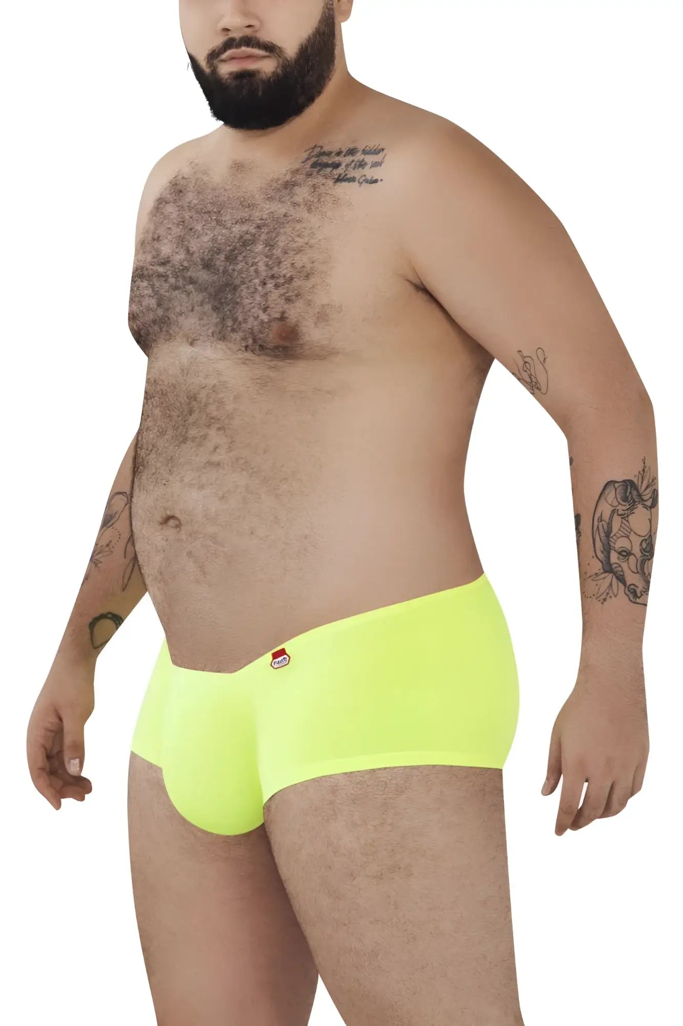 Pikante pik 0976x angola trunks in bright neon yellow briefs with a small red and white logo on the waistband