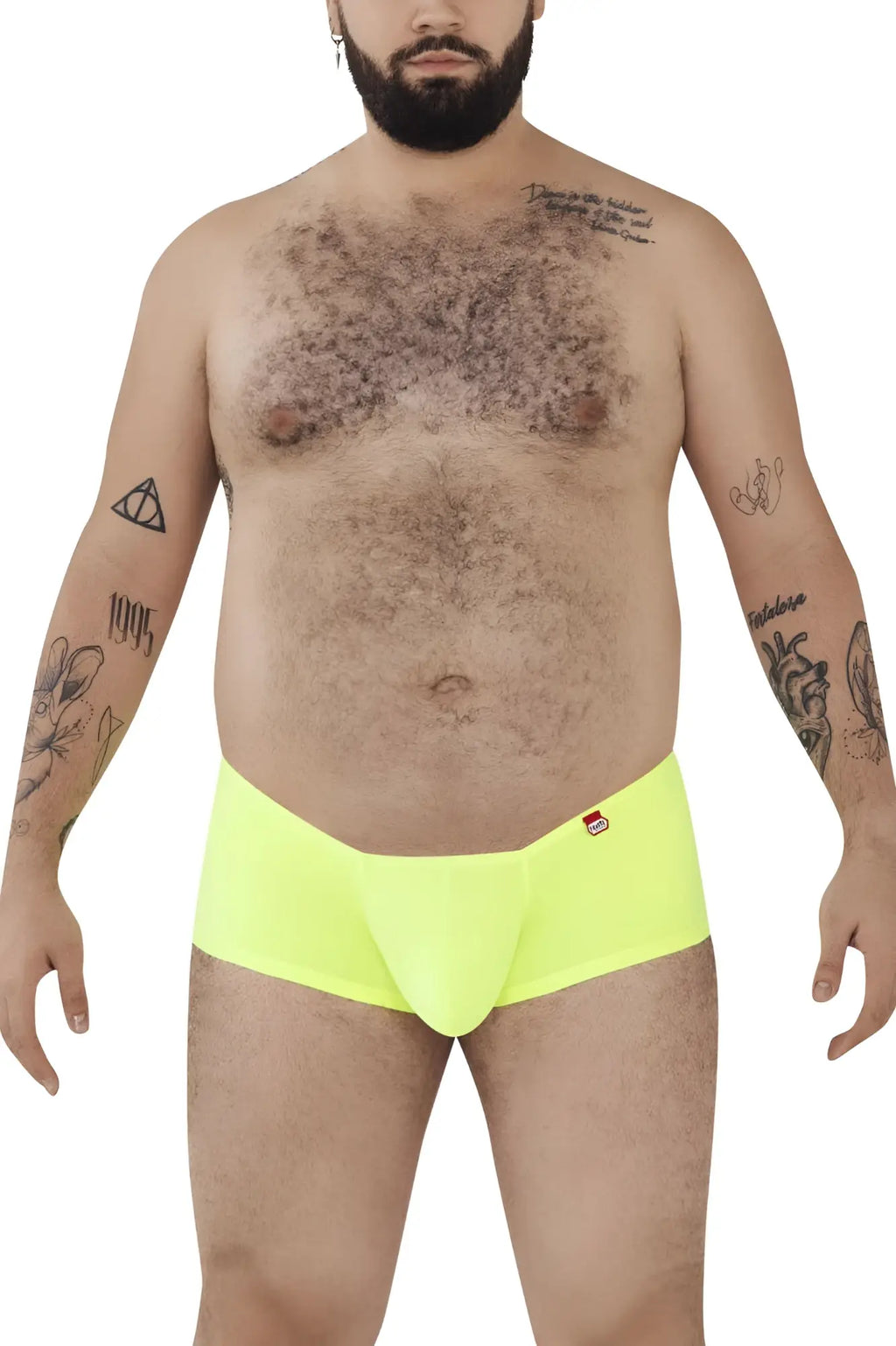 Pikante pik 0976x angola trunks bright neon yellow briefs with snug fit and small red logo on waistband