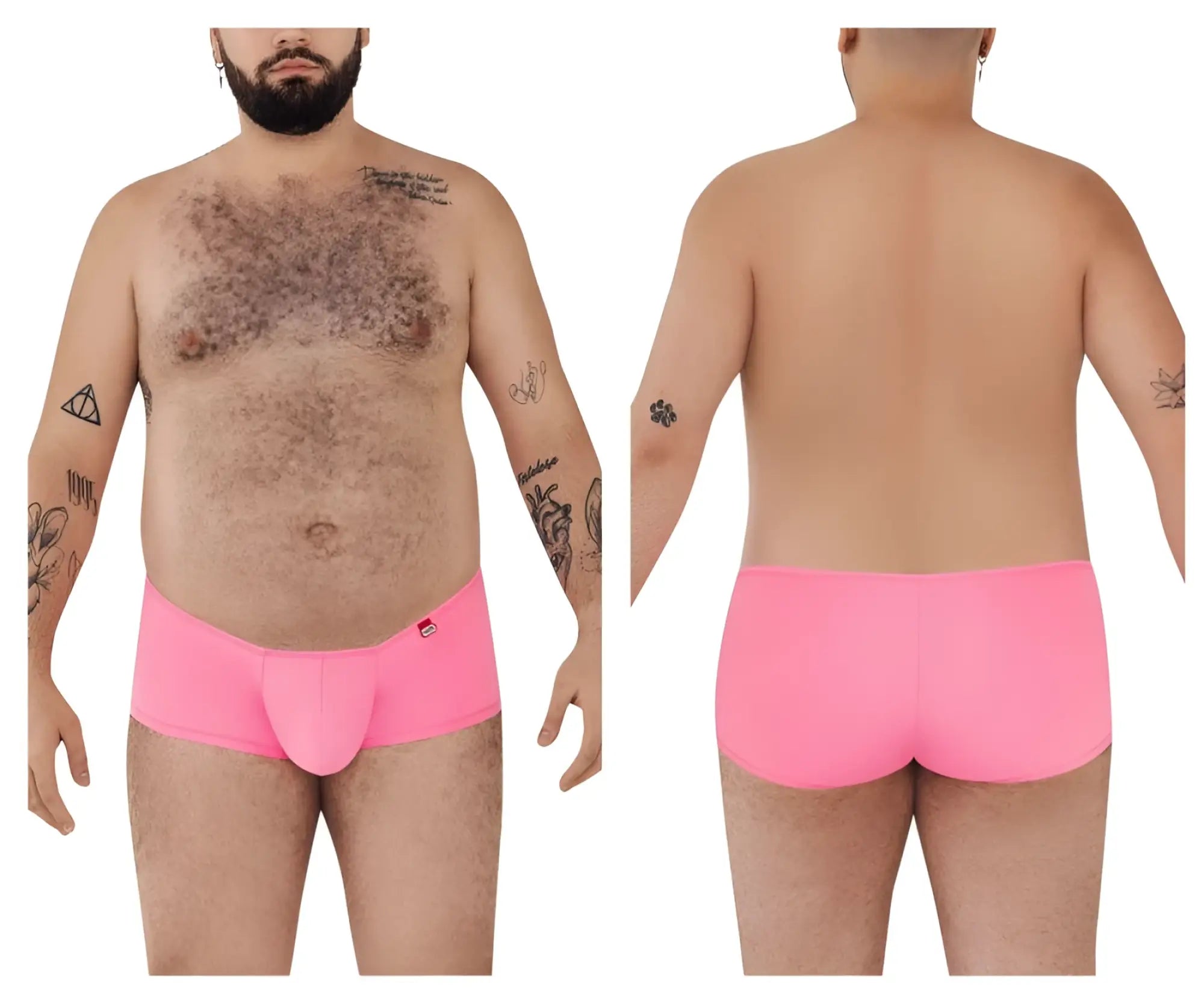 Bright pink pikante pik 0976x angola trunks men’s briefs with smooth form-fitting design and red hip logo