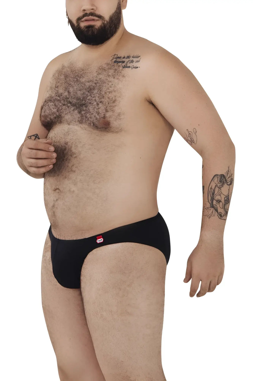 Black pikante pik 0977x angola bikini briefs with a red and white logo on the left hip