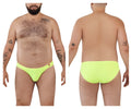 Bright neon yellow Pikante PIK 0977X Angola bikini briefs with smooth stretchy fabric and small red logo on left hip