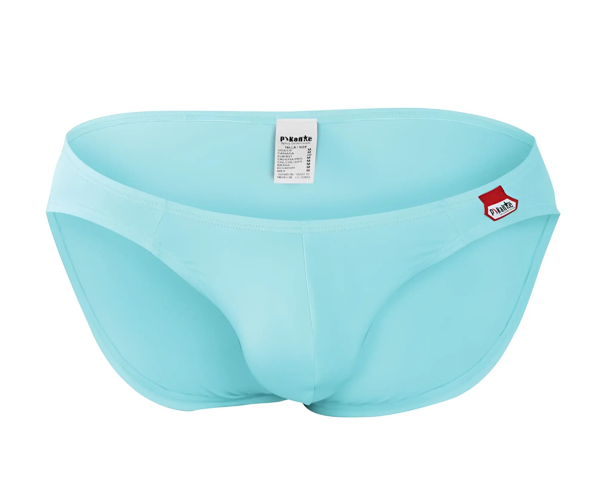 Light blue pikante men’s swim trunks pik 0977x angola bikini with smooth seamless design and red brand logo on the side