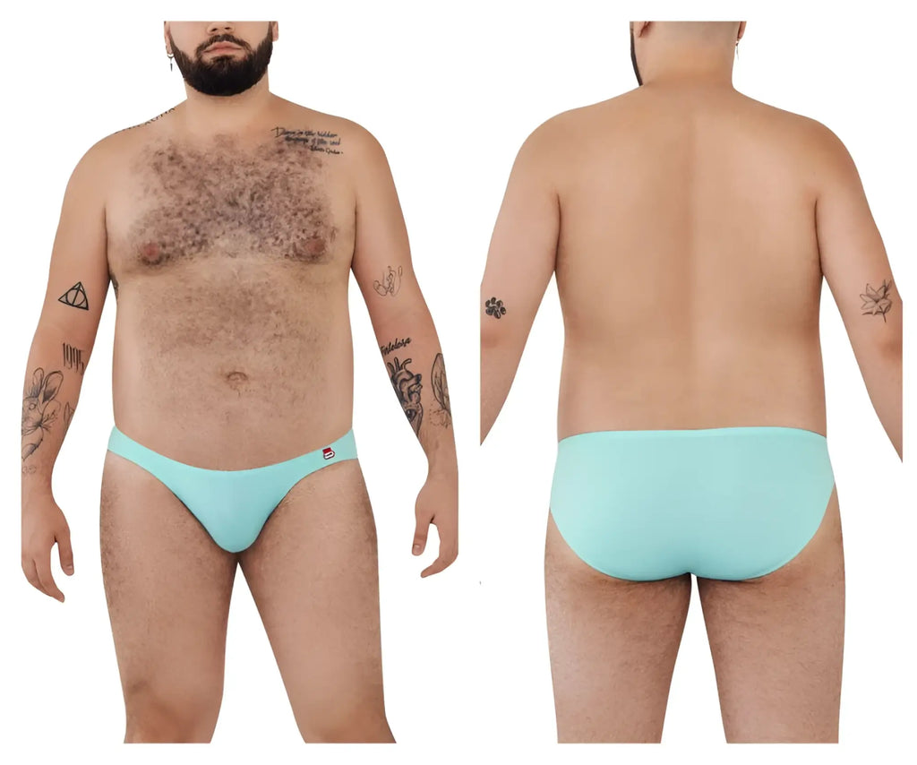 Light blue Pikante PIK 0977X Angola bikini briefs with a small red logo on the left hipband front view
