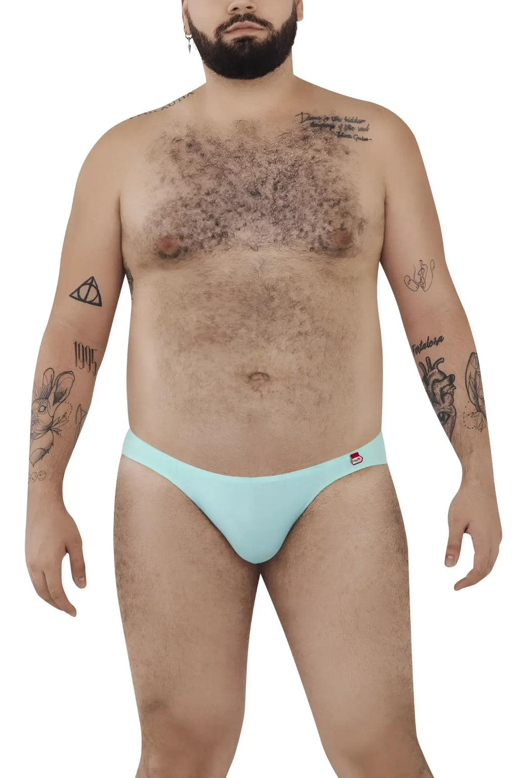 Light blue pikante pik 0977x angola bikini briefs with small red logo on waistband made from soft fabric