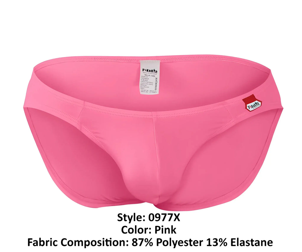 Pink men’s swim trunks by pyranha style 0977x featuring angola bikini design in vibrant pink color