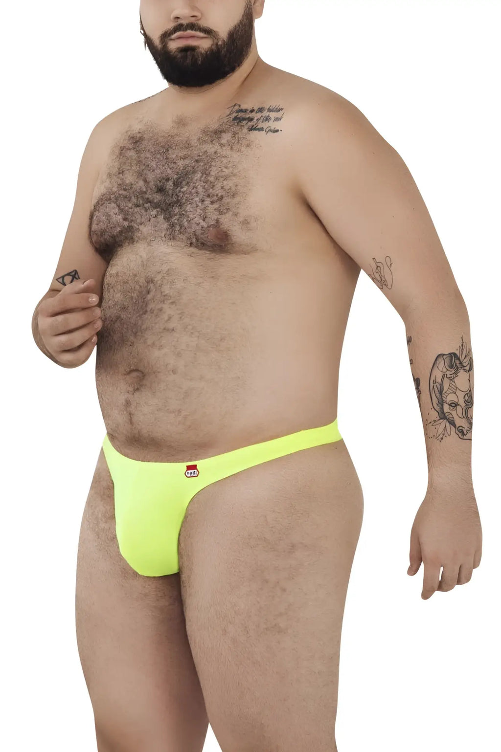 Pikante pik 0978x angola bright neon yellow briefs with red and white logo on front for bold underwear style