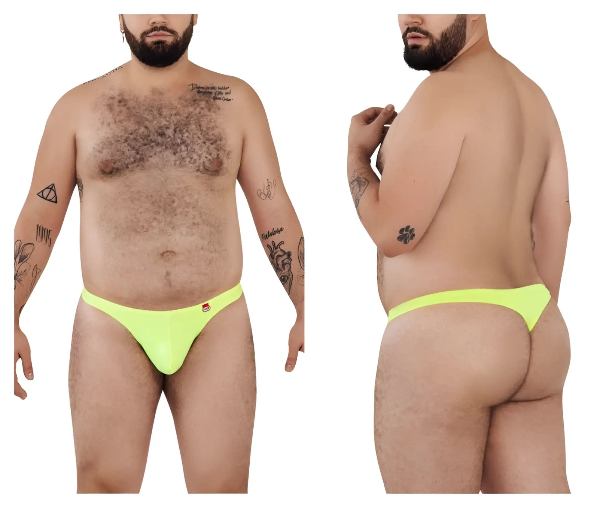 Pikante PIK 0978X Angola green thong, shown from front and back views on a model.