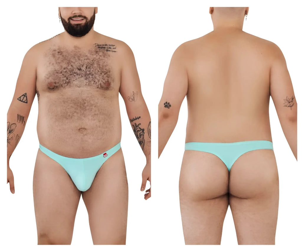 Light blue Pikante PIK 0978X Angola thong with a small red logo on the left hipband showing the back side