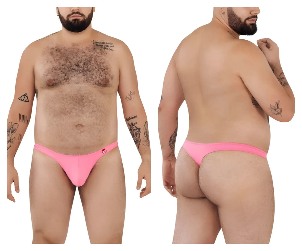 Bright pink form-fitting Pikante PIK 0978X Angola thong with a small red logo on the left hipband back side