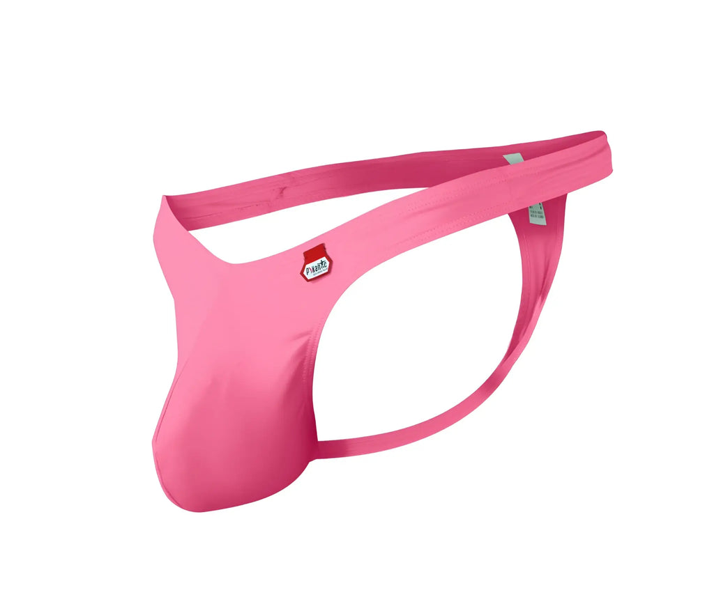 Pink men’s thong pikante pik 0978x angola with smooth stretchy fabric and small red white brand tag on the side
