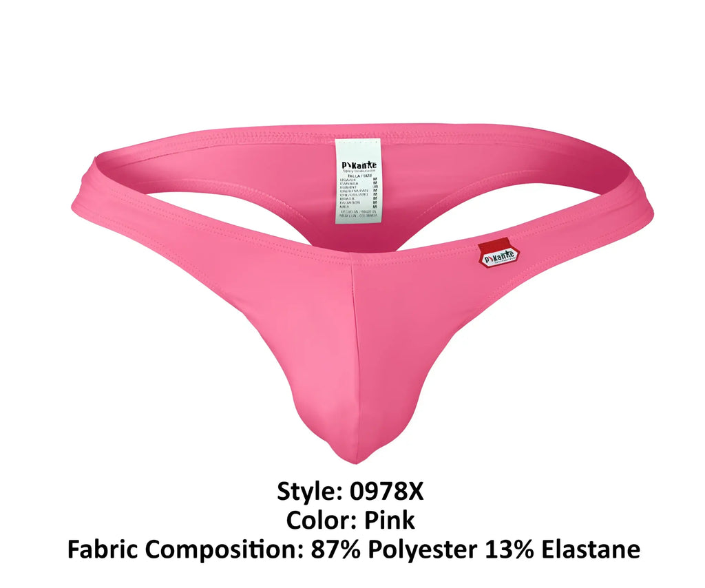 Pink pikante angola thong made of 87% polyester and 13% elastane shown from the back side