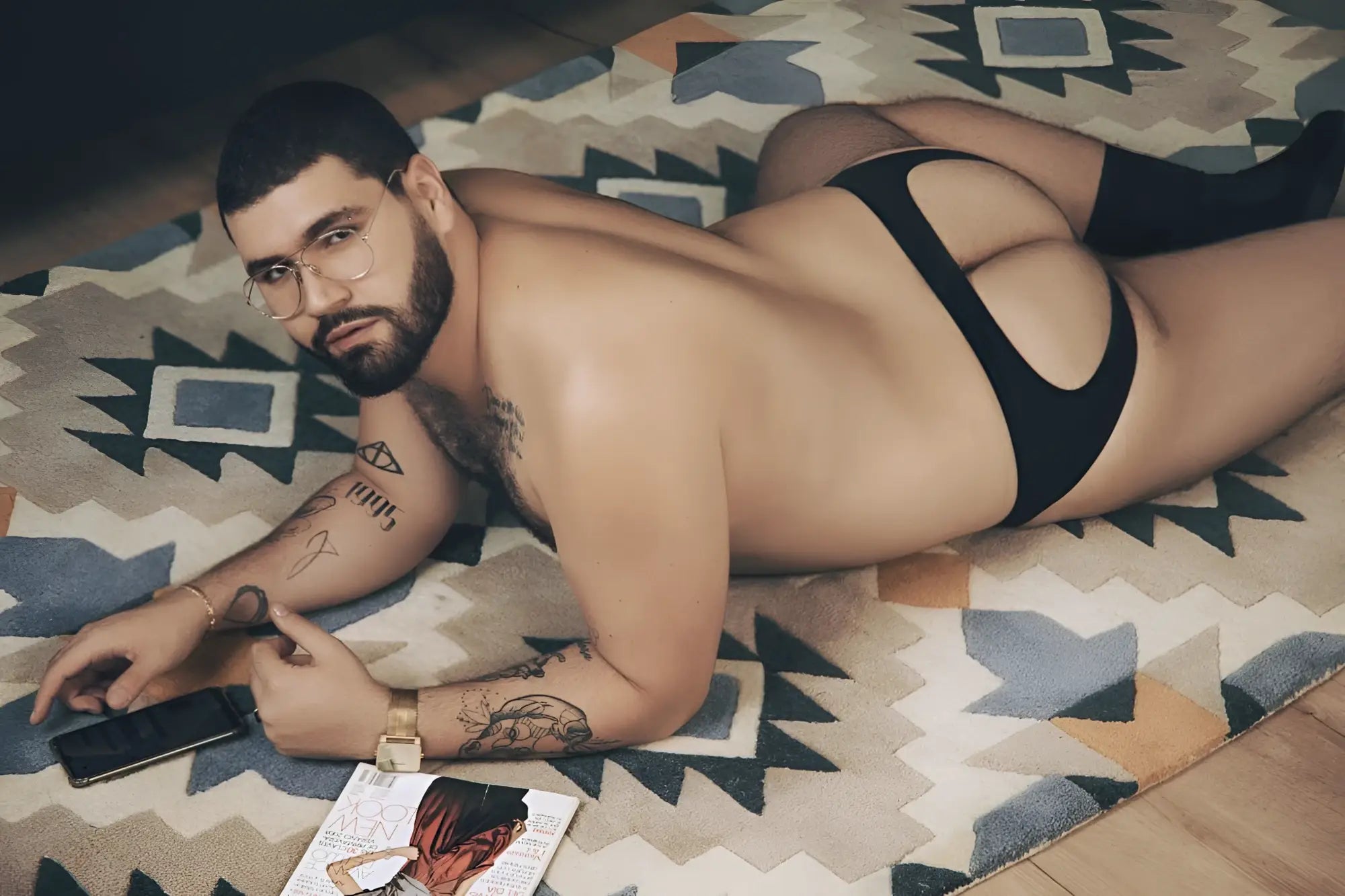 Black cut-out bikini bottom with sleek form-fitting design shown from the back in pikante pIK 0979X Angola jockstrap color black