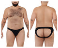 Black pikante pik 0979x angola jockstrap briefs with red logo on left hip designed for comfortable support
