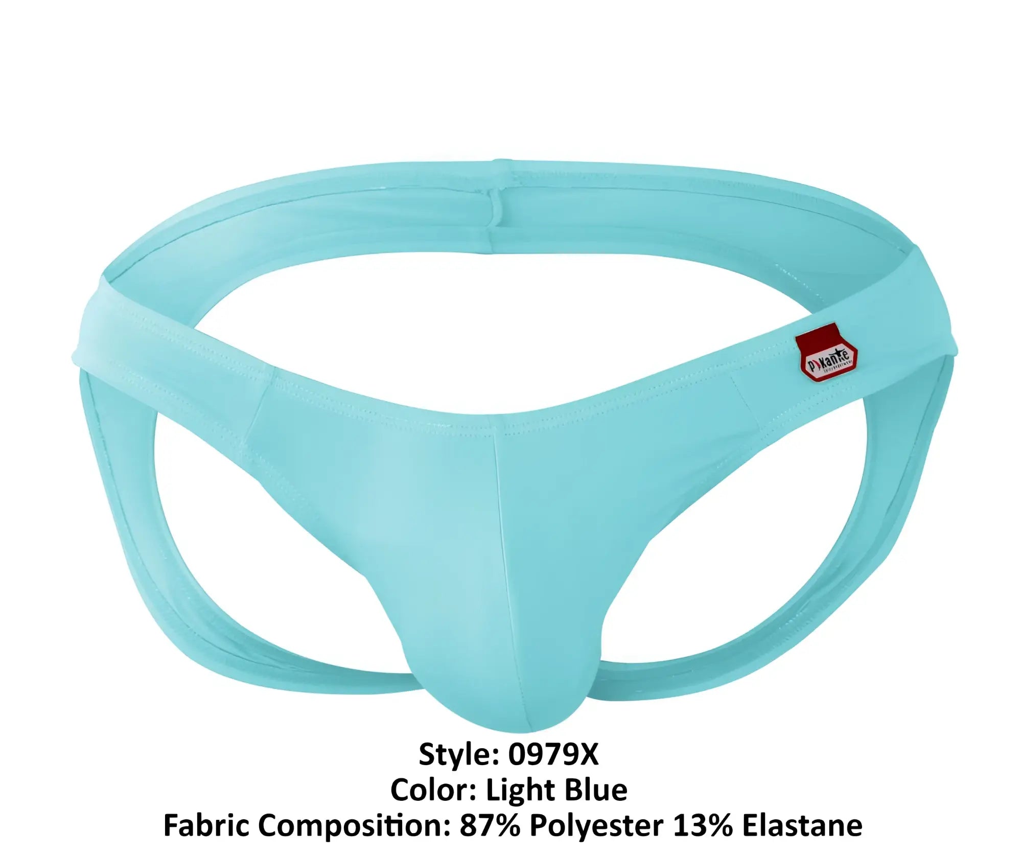 Light blue pikante pik 0979x angola men’s thong made of 87 polyester 13 elastane with small red logo on side