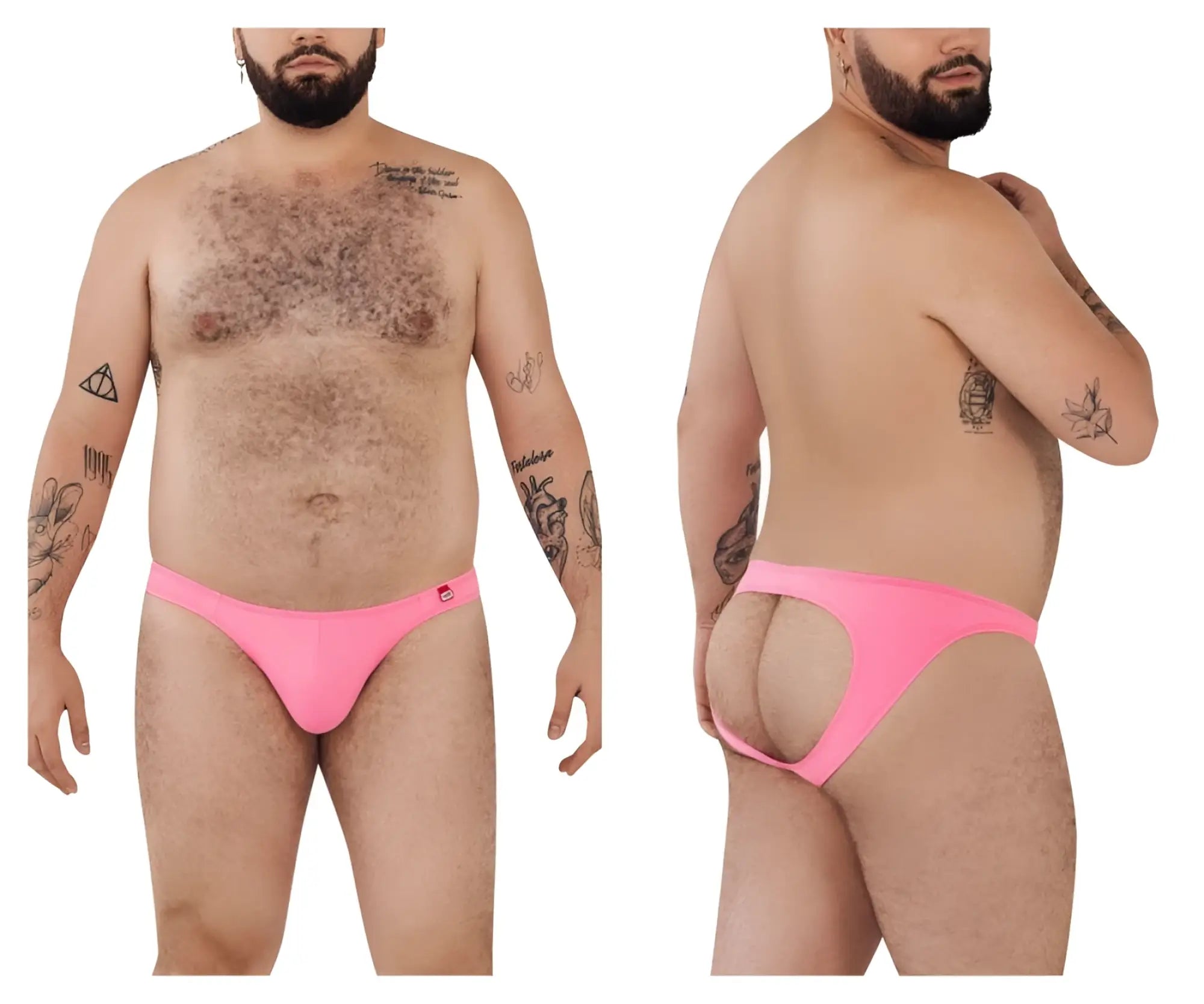Bright pink pikante pИК 0979X angola jockstrap thong back view with cutout and form-fitting design