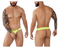 Neon green pikante pik 0980 angola ball lifter c-ring briefs with red and white logo on left hipband