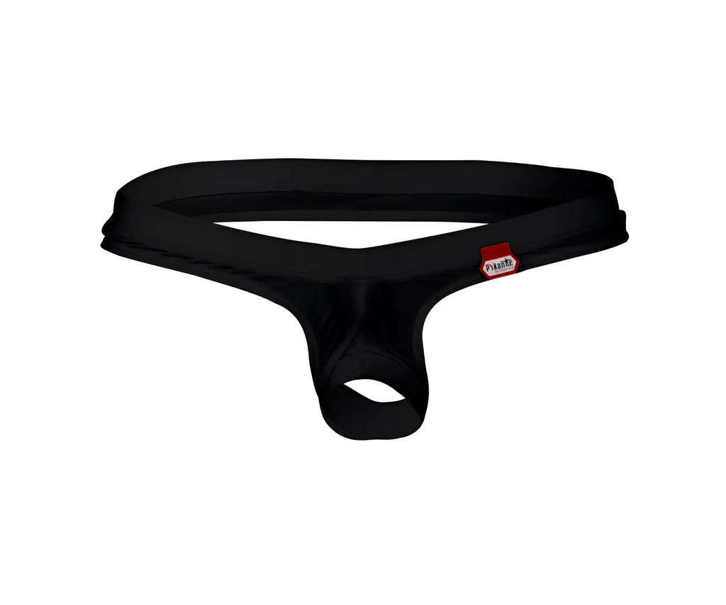 Black pikante pik 0980x angola ball lifter c-ring thong with smooth stretchy fabric and small red brand tag on side