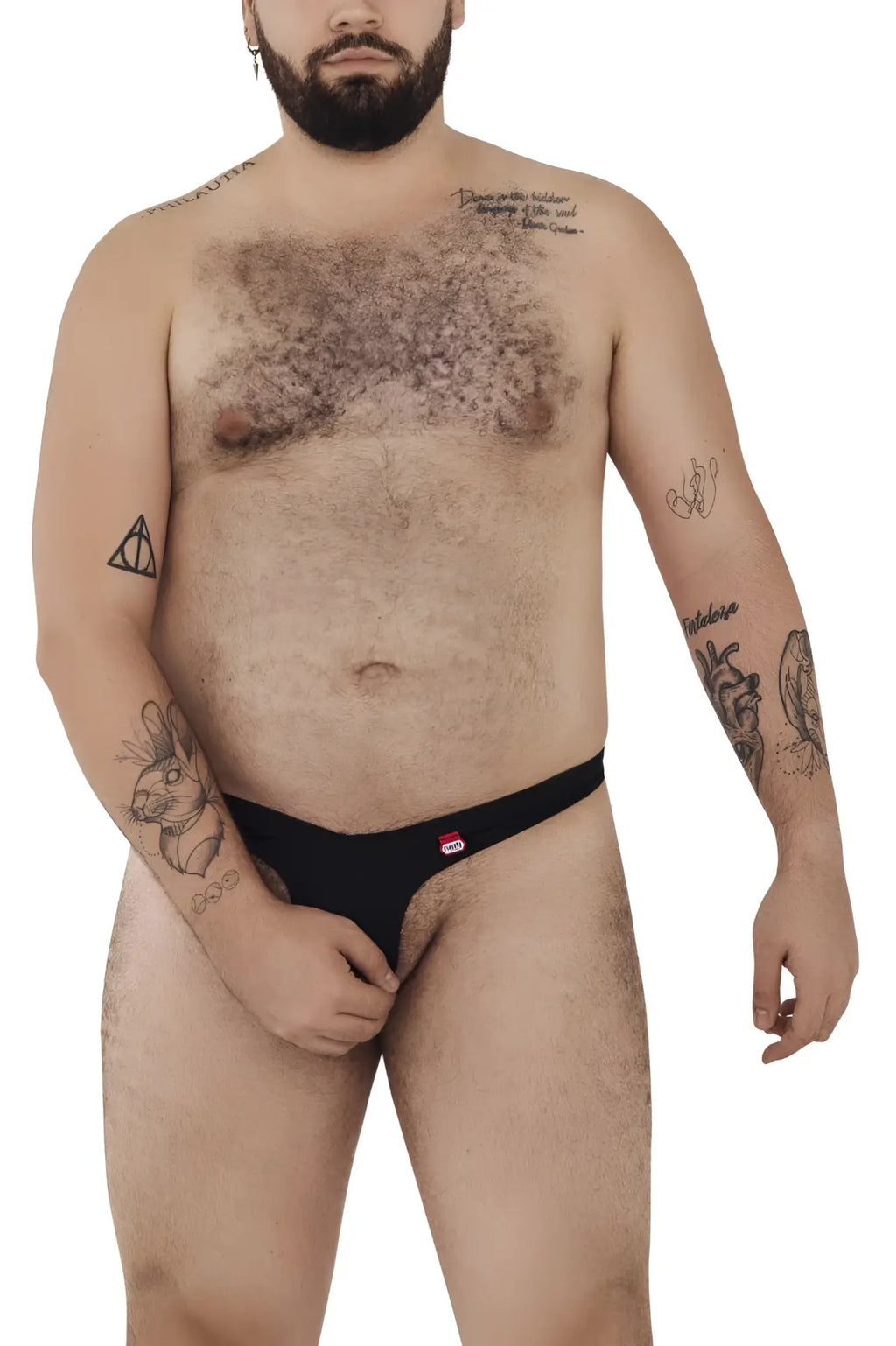 Black briefs pikante pik 0980x angola ball lifter with small red logo on front in black color