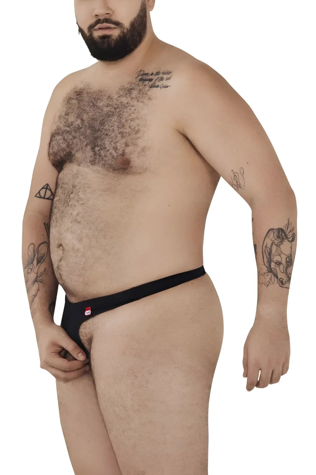 Black briefs with a small red logo on the left hip pikante pik 0980x angola ball lifter c-ring in black color