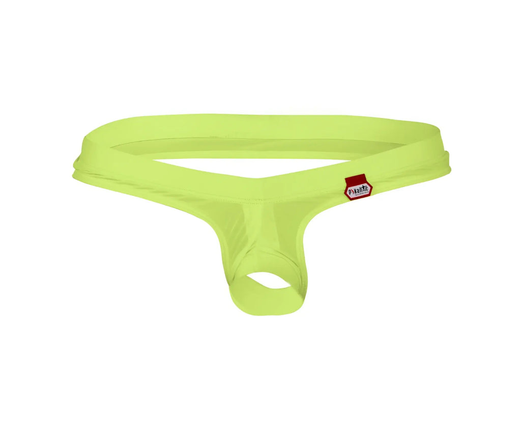 Bright lime green Pikante PIK 0980X Angola ball lifter c-ring thong with red and white brand tag on waistband