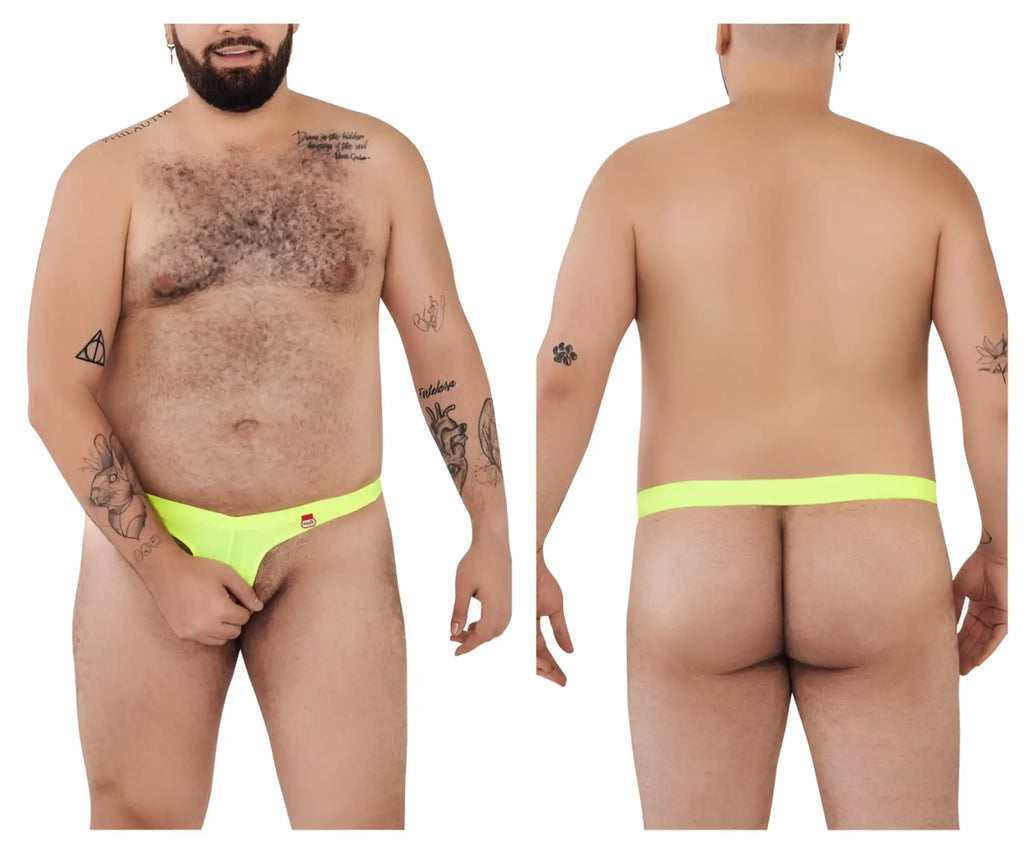 Pikante pik 0980x angola ball lifter c-ring bright neon green thong with small red and white logo on front