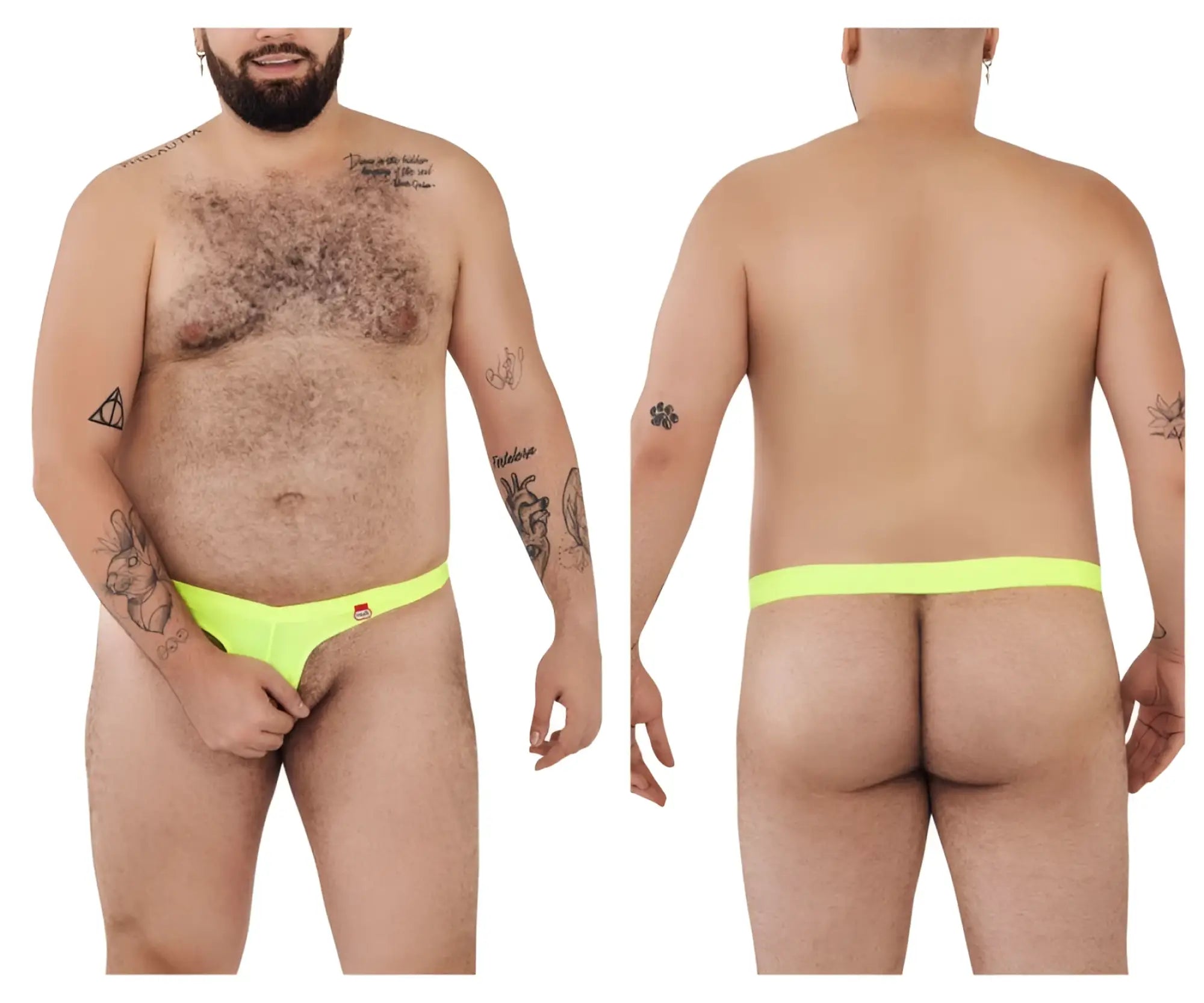 Pikante pik 0980x angola ball lifter c-ring bright neon green thong with small red and white logo on front