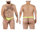 Front and back lifestyle shots of the green Pikante Angola Ball Lifter C-Ring on a male model.
