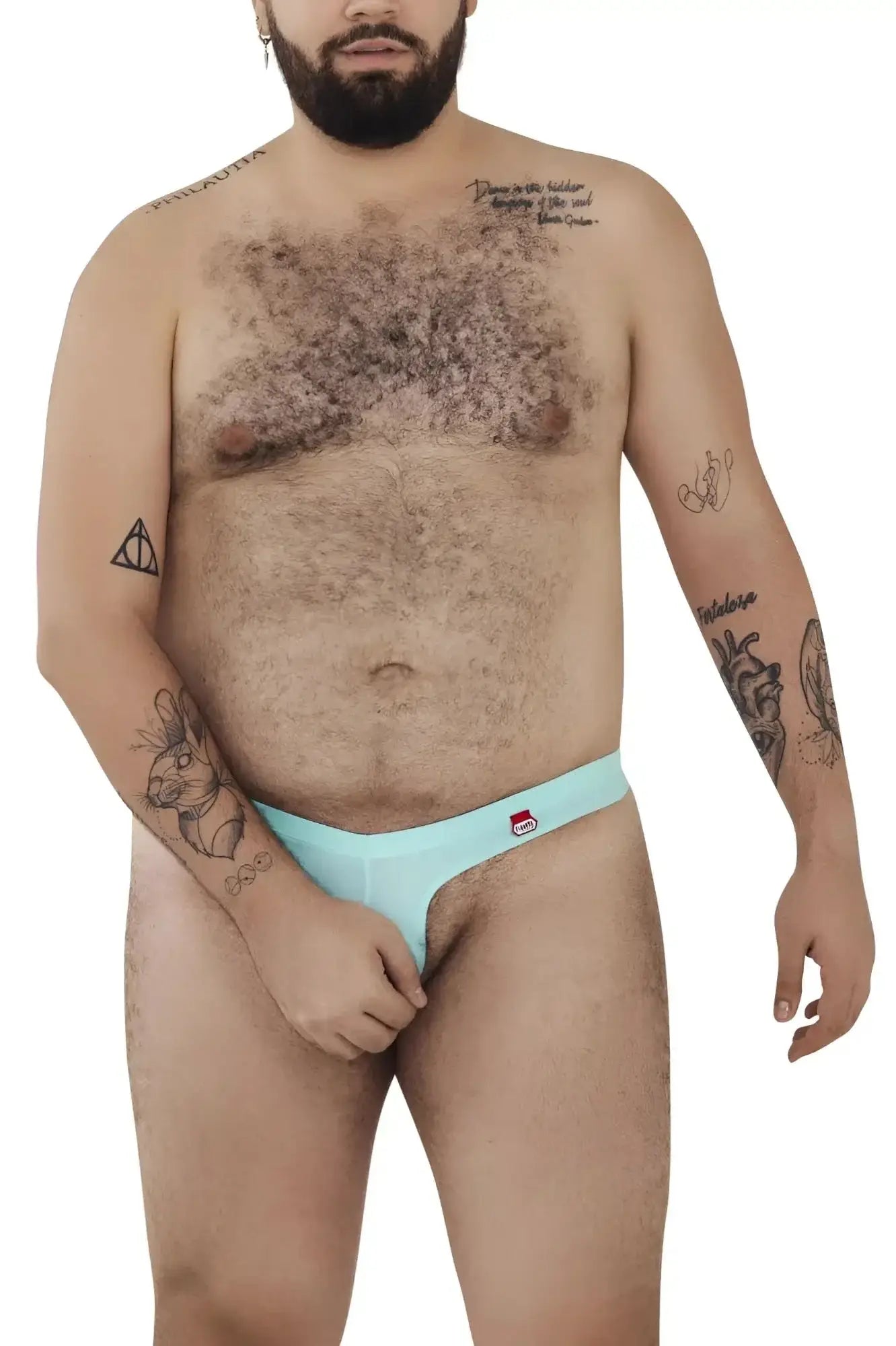 Front view of a model wearing the light blue Pikante PIK 0980X Angola Ball Lifter C-Ring.