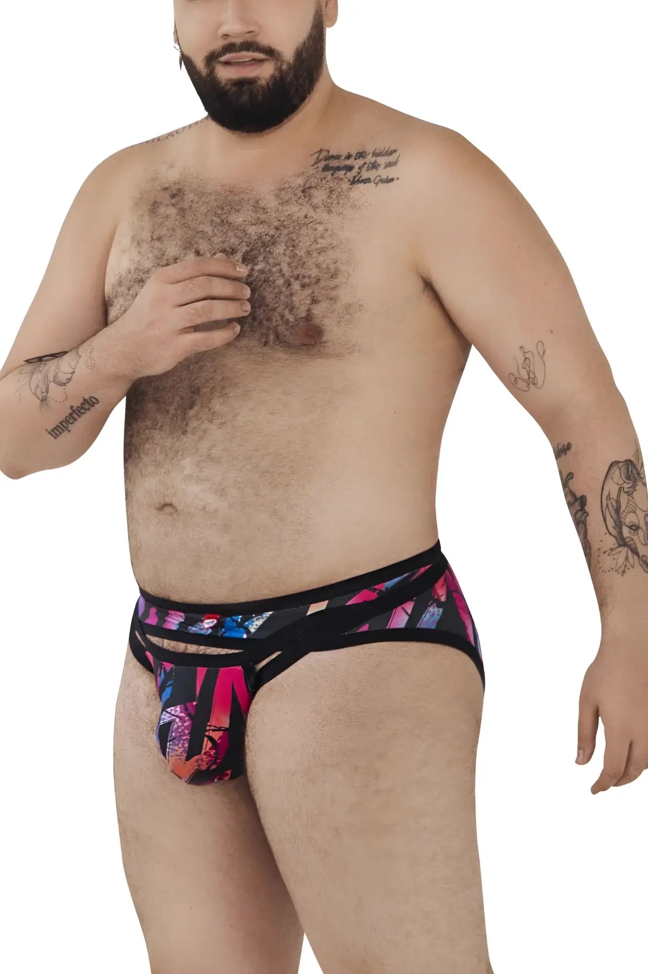 Pikante PIK 0989X Jartum briefs black with vibrant abstract pink blue and purple pattern in soft breathable fabric