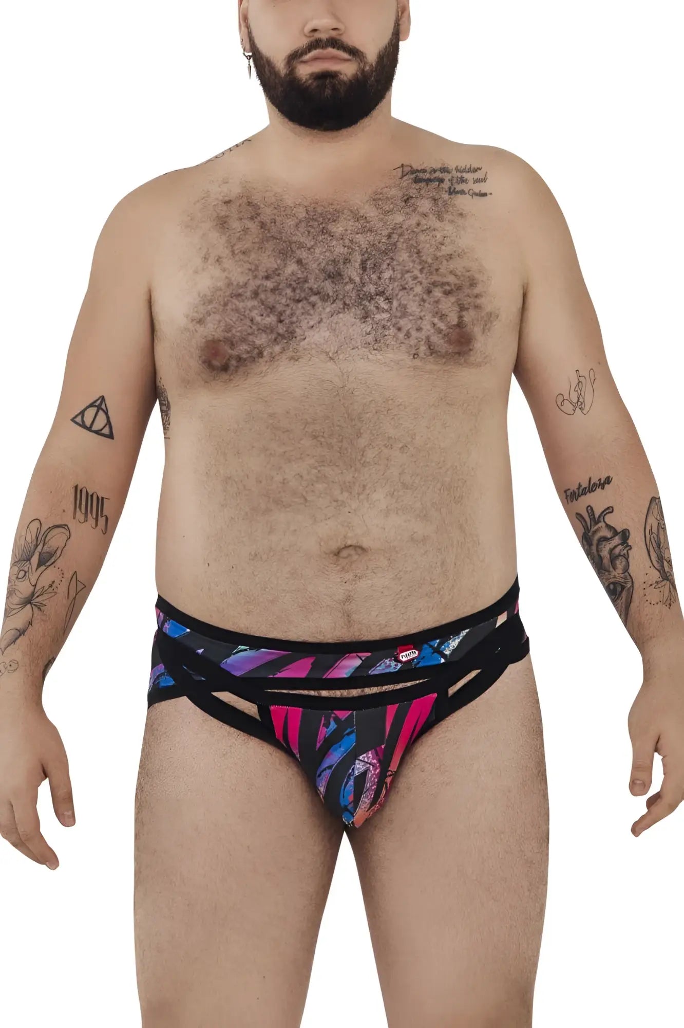 Front view of Pikante PIK 0989X Jartum black patterned briefs on a model.