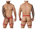 Pikante PIK 1017 Avellino red jockstrap: front and back view showing the strapped harness design.