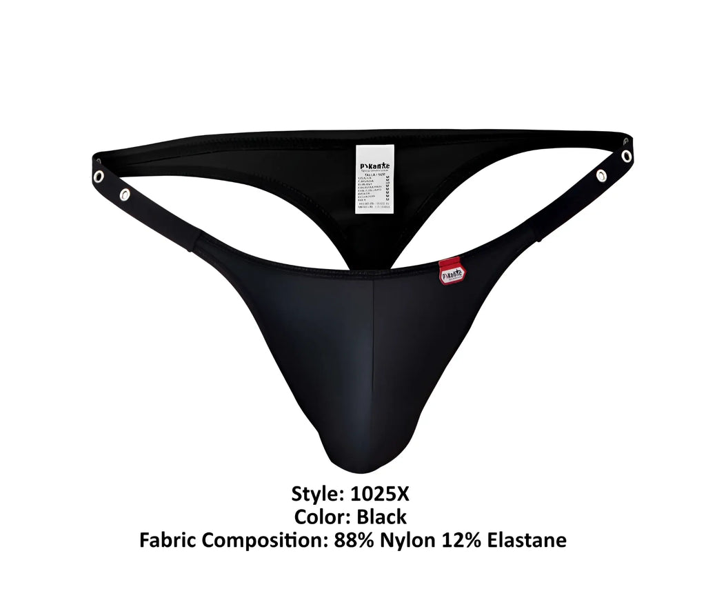 Black pikante pik 1025x perusa thong with smooth form-fitting design made of 88% nylon and 12% elastane