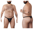 Front and side view of the Pikante PIK 1025X Perusa thong in black worn by a man.