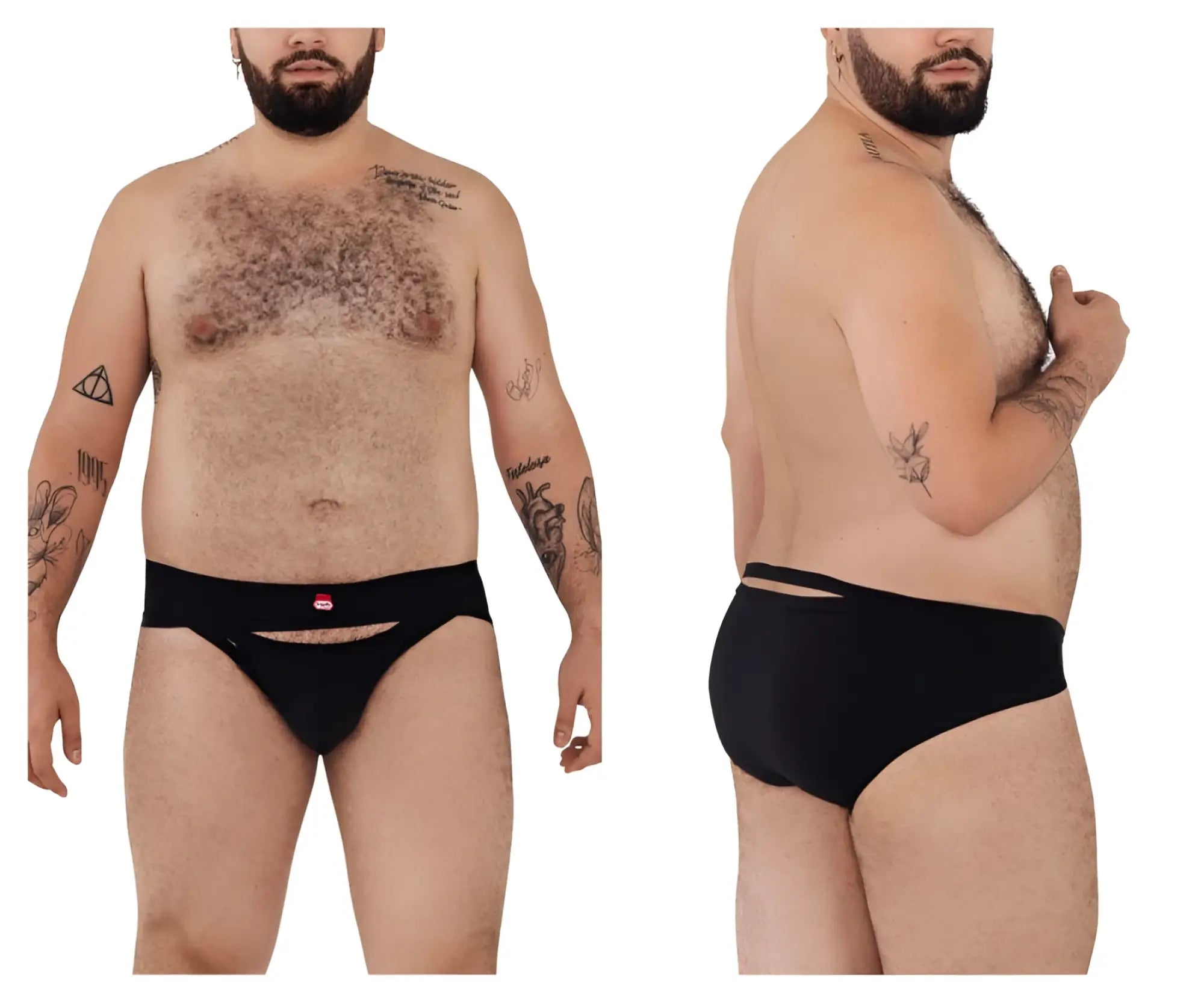 Black pikante PIK 1026X Verona briefs with central cutout and small red logo on the front