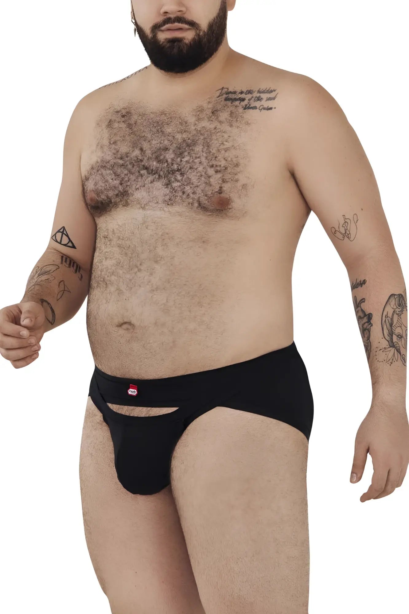 Black Pikante PIK 1026X Verona briefs with a small red logo on the waistband showing the front side