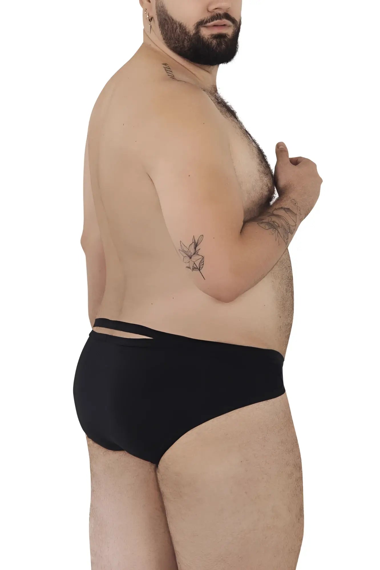 Black pikante pik 1026x verona briefs with sleek smooth fabric and distinctive cut-out waistband detailing