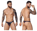 Black pikante PIK 1077 Nucleus briefs with vibrant pink blue and white geometric pattern on front side