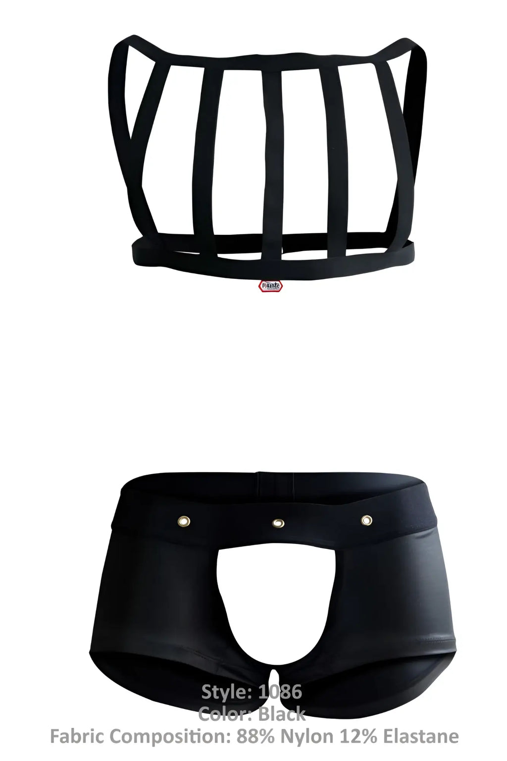 Black nylon and elastane Pikante PIK 1086 hard harness jockstrap briefs with a sleek, form-fitting design